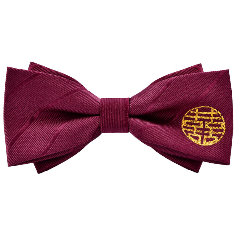 Papion trei piese, set cu batistă de buzunar și boutonniere • poliester • stil masculin • lățime standard