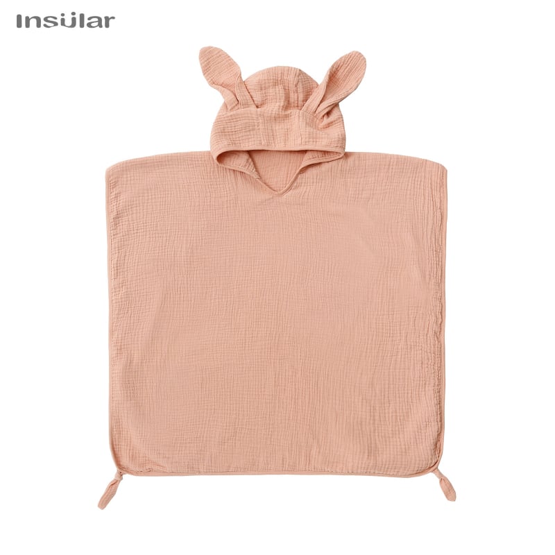 Детски качулка-халат за баня и плаж, 100% памук, флорален модел, през глава