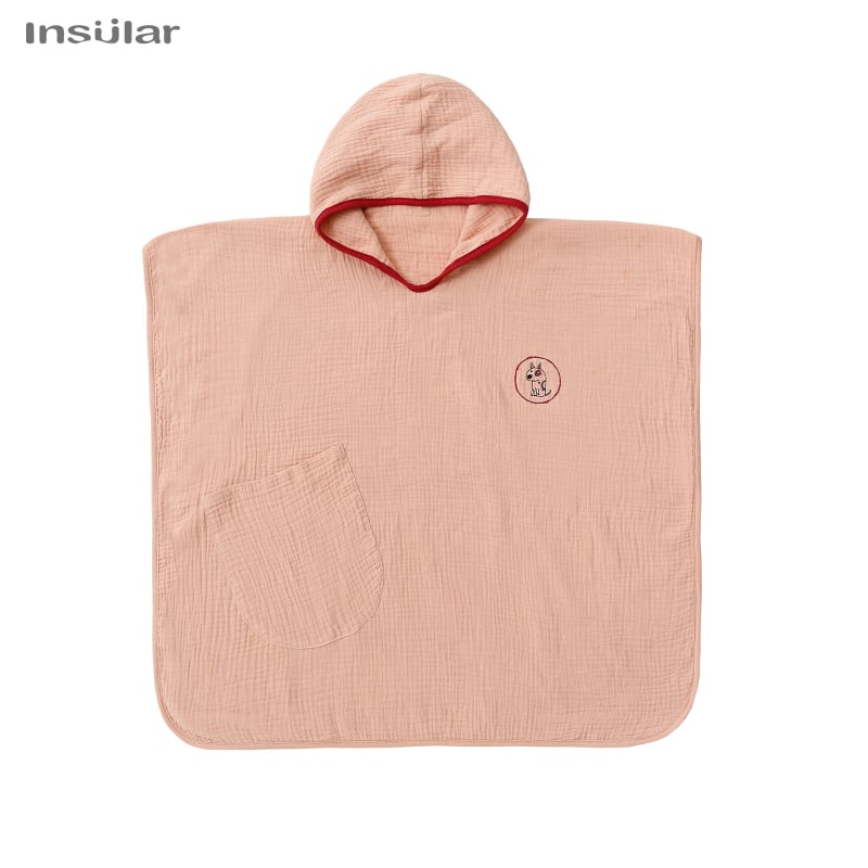 Детски качулка-халат за баня и плаж, 100% памук, флорален модел, през глава