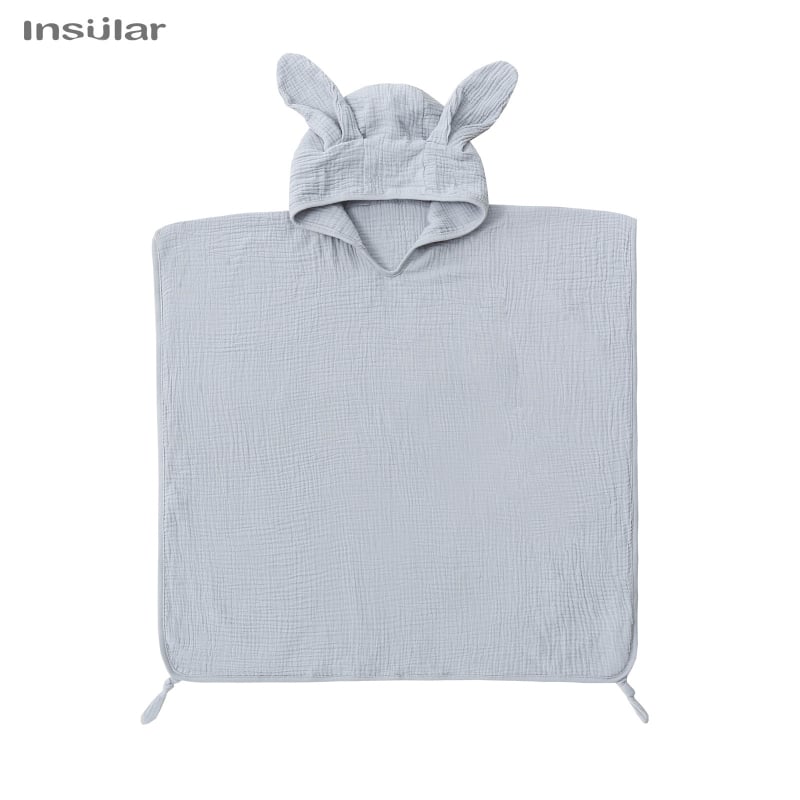 Детски качулка-халат за баня и плаж, 100% памук, флорален модел, през глава