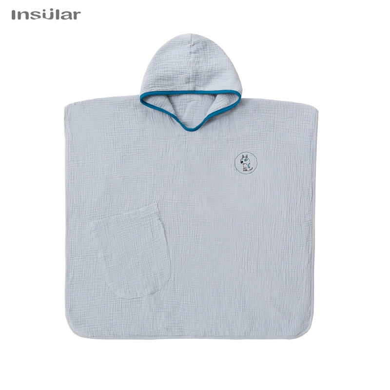 Детски качулка-халат за баня и плаж, 100% памук, флорален модел, през глава