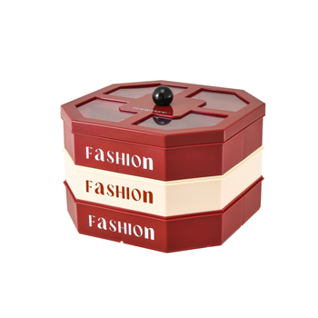 Плодова чиния, квадратна, пластмасова, с луксозен стил и отделения за ядки и плодове