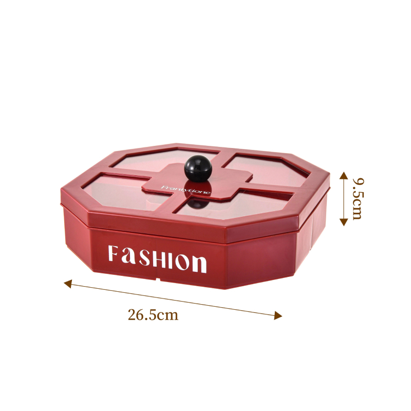 Плодова чиния, квадратна, пластмасова, с луксозен стил и отделения за ядки и плодове