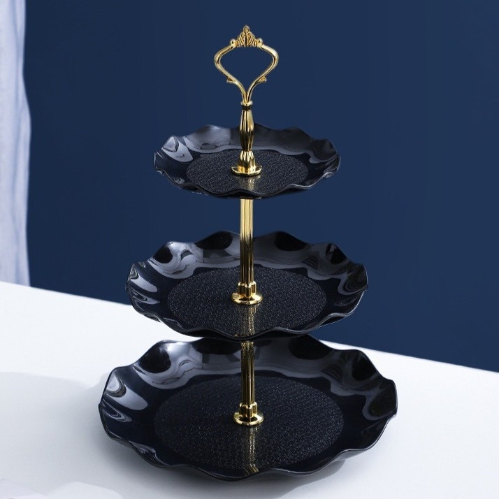 Плодова чиния с три слоя в европейски стил, пластмасова многофункционална тава за десерти и закуски