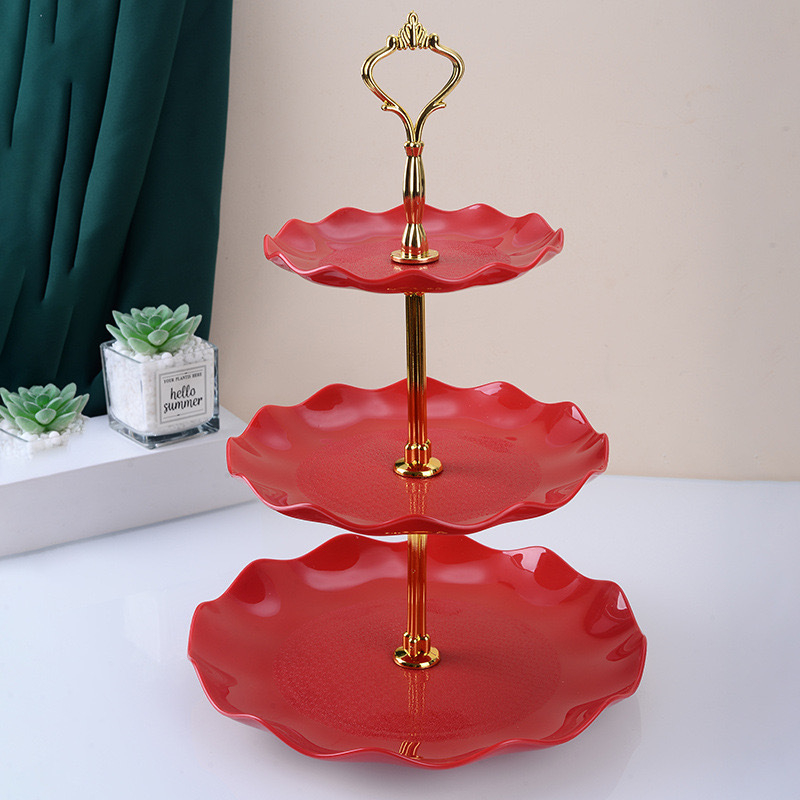 Плодова чиния с три слоя в европейски стил, пластмасова многофункционална тава за десерти и закуски