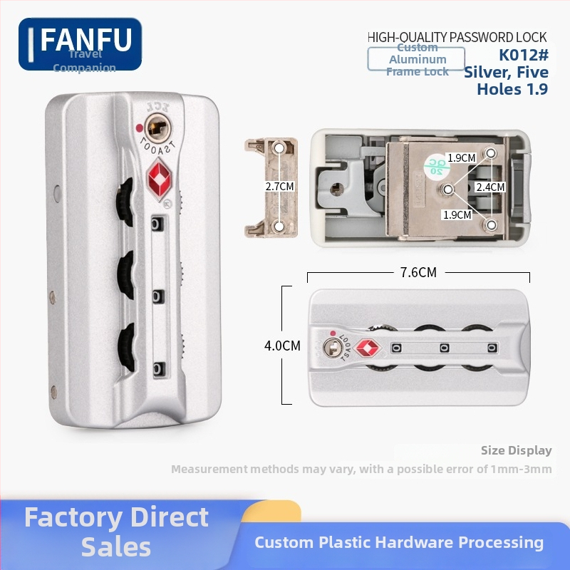 Čemodāna atslēga ar alumīnija rāmi – pret zādzībām, alumīnijs, Fanfu ceļojumu aksesuāri