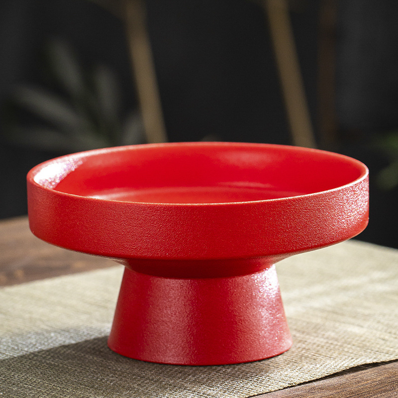 Порцеланова плодова чиния с високи крака, дзен вдъхновен сервиращ поднос в новокитайски стил - Yunzong Ceramics