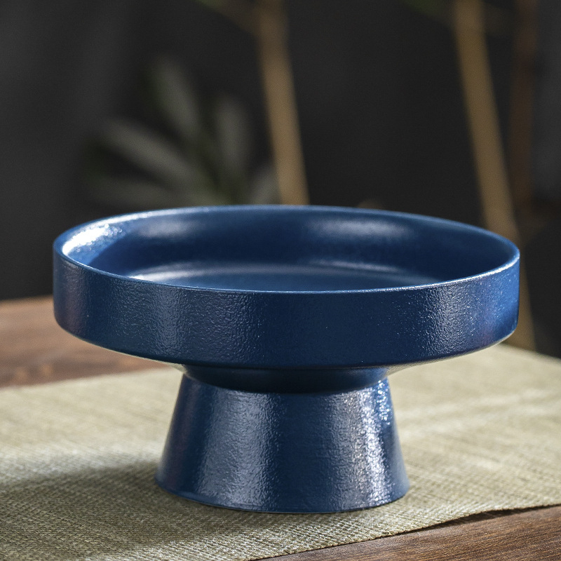 Порцеланова плодова чиния с високи крака, дзен вдъхновен сервиращ поднос в новокитайски стил - Yunzong Ceramics