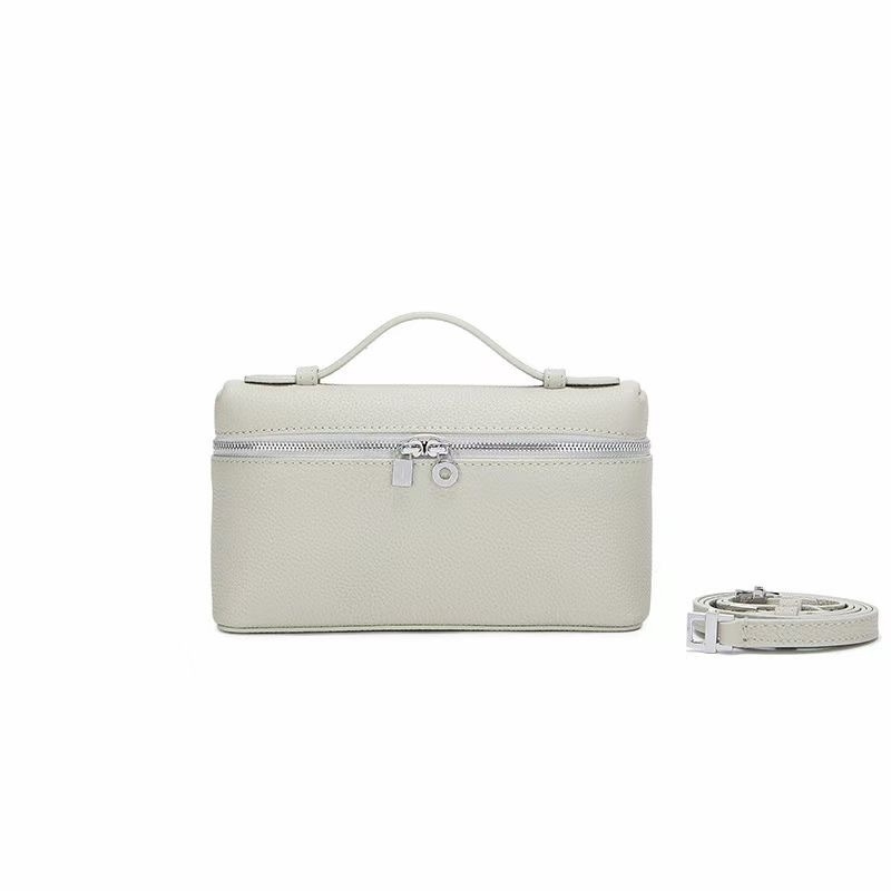 LP19 torba od prvog sloja kože, box torba, gradski minimalistički stil, jastučić-oblika, zatvaranje zipom, jedan ramenski remen