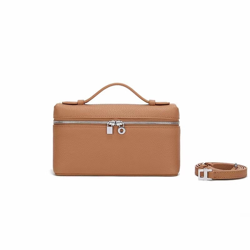 LP19 torba od prvog sloja kože, box torba, gradski minimalistički stil, jastučić-oblika, zatvaranje zipom, jedan ramenski remen