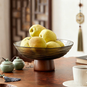 Стъклена чиния за плодове в скандинавски стил за хол и масичка за чай, висока поставка за плодове и съхранение, първокласен продукт (лято 2021)