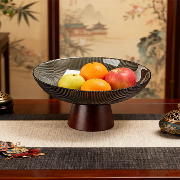Стъклена чиния за плодове в скандинавски стил за хол и масичка за чай, висока поставка за плодове и съхранение, първокласен продукт (лято 2021)