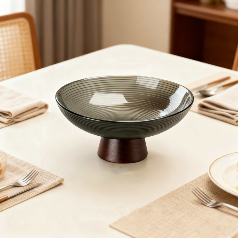 Стъклена чиния за плодове в скандинавски стил за хол и масичка за чай, висока поставка за плодове и съхранение, първокласен продукт (лято 2021)