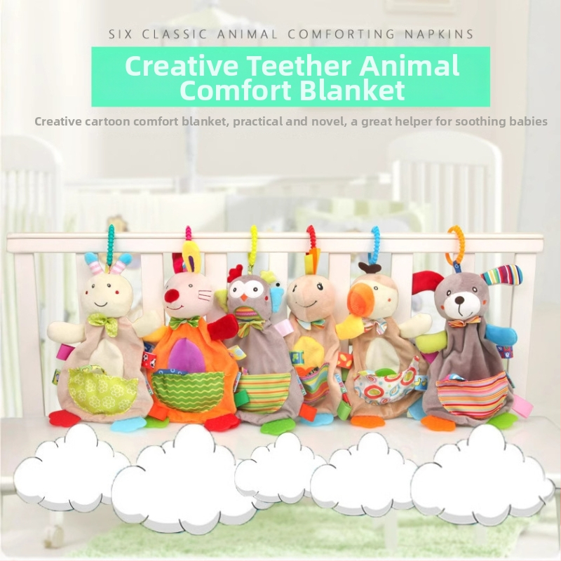 Mīksta plīša rotaļlieta zīdaiņiem ar zvaniņu — zobu griešanai draudzīga, kabatiņā ērta rotaļlieta, veicina intelektuālo attīstību, redzi, rāpošanu, roku‑acīm koordination un sensorā attīstība