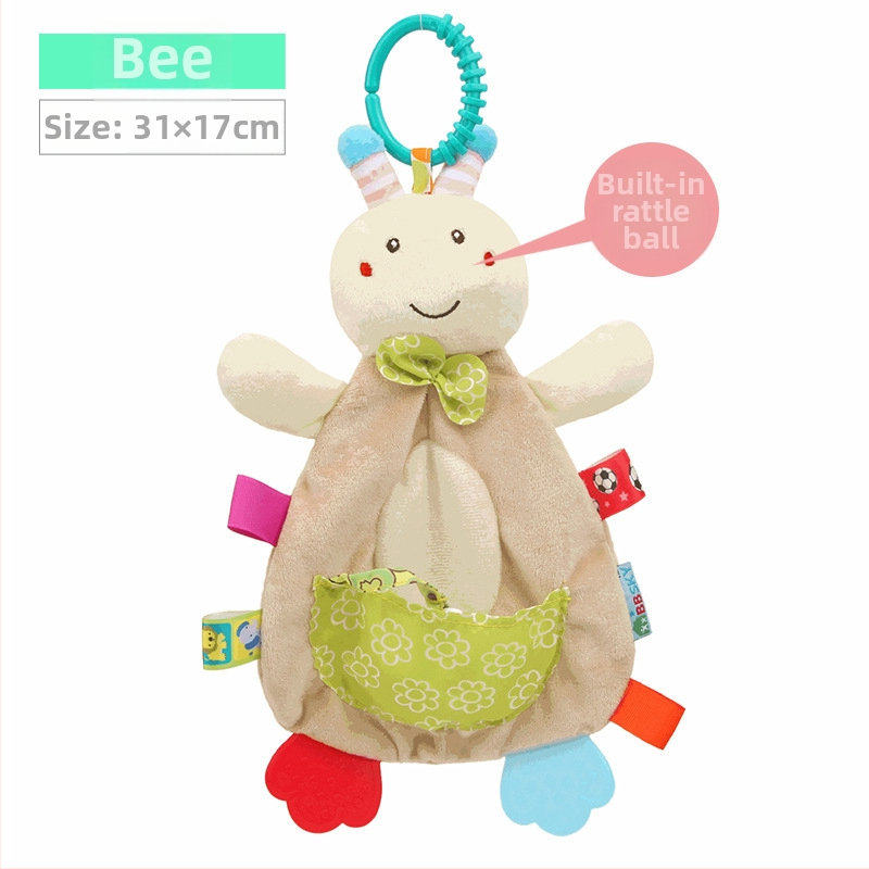 Minkšta pliušinė žaislas kūdikiams su zvoneliu — kramtoma, kišeninė patoguma, skatina intelektinį vystymąsi, regą, ropojimą, rankos‑akių koordinaciją, jutiminį vystymąsi