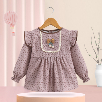 Bērnu smoks – ūdensizturīgs corduroy audums, reverses dizains, meitenēm 1–3 gadi (garums 80–100 cm), rudens 2025 izlaidums