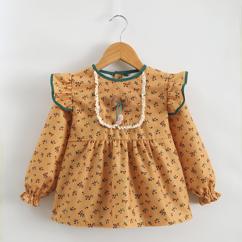 Bērnu smoks – ūdensizturīgs corduroy audums, reverses dizains, meitenēm 1–3 gadi (garums 80–100 cm), rudens 2025 izlaidums