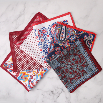 WISS vīriešu kabatas lakats ar Cashew Flower rakstu, poliestera šķiedra, brīvs stils, drukāts