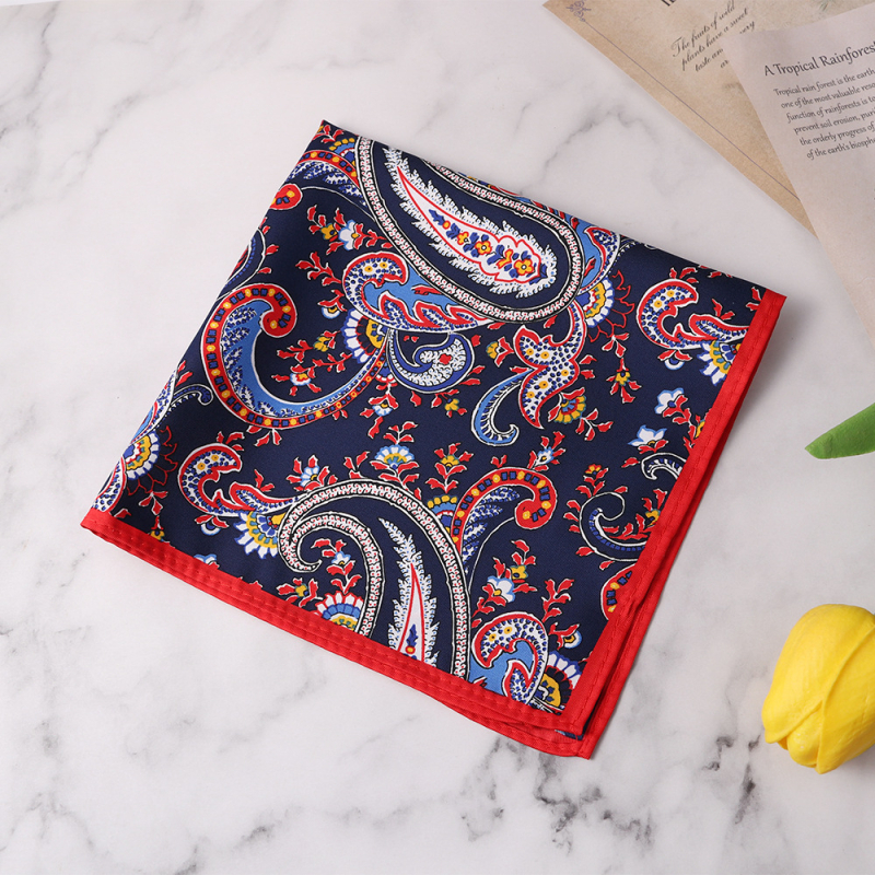 WISS vīriešu kabatas lakats ar Cashew Flower rakstu, poliestera šķiedra, brīvs stils, drukāts