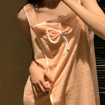 Moterų maudymosi chalatas su kaspinu, koralo flis, poliesteris, ruduo, Princesės serija, 300 g