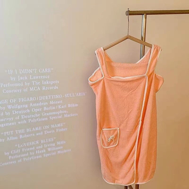 Moterų maudymosi chalatas su kaspinu, koralo flis, poliesteris, ruduo, Princesės serija, 300 g