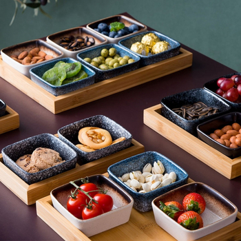 Керамична разделена чиния за плодове, японски стил, модерен минималистичен дизайн, марка Unique, пусната през 2023 г.