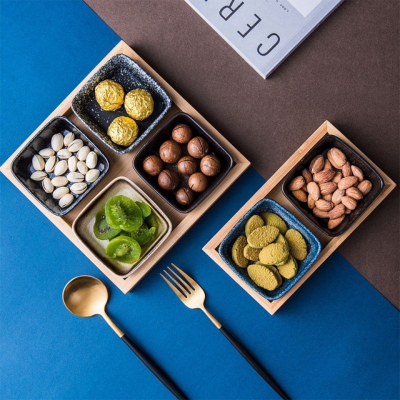 Керамична разделена чиния за плодове, японски стил, модерен минималистичен дизайн, марка Unique, пусната през 2023 г.