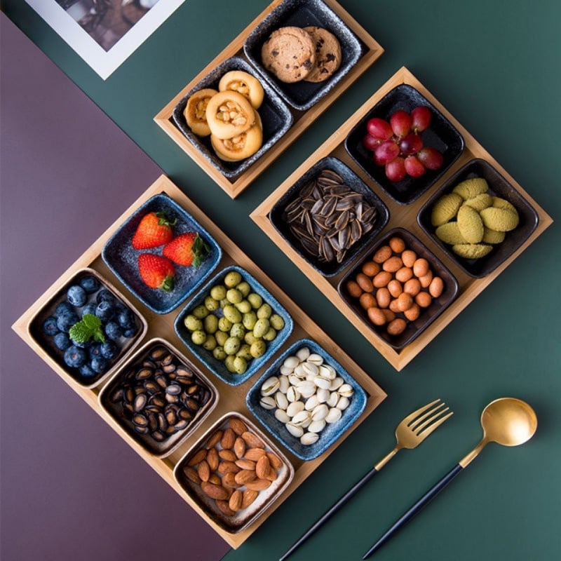 Керамична разделена чиния за плодове, японски стил, модерен минималистичен дизайн, марка Unique, пусната през 2023 г.