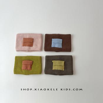 Lányoknak szóló gyapjú sál, monokróm, warp-kötésű téli nyakmelegítő