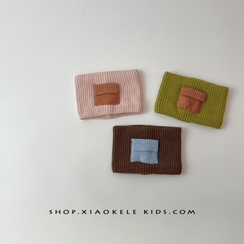 Lányoknak szóló gyapjú sál, monokróm, warp-kötésű téli nyakmelegítő