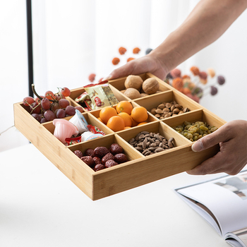 Tang Xiaoshuai деветсекционна чиния за сушени плодове, без боя и восък, здравословна чиния за сервиране