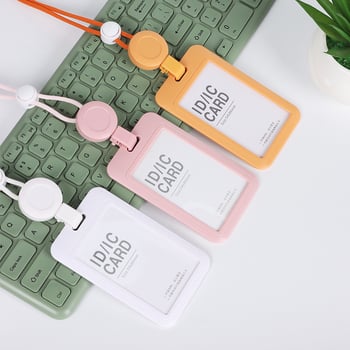 QORI plastična kartična futrola s izvlačnim naramenjem – tvrdi kućište, za kartice kampusa i kartice za obrok, poslovni/uredski stil