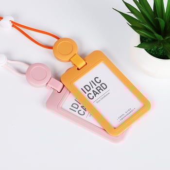 QORI plastična kartična futrola s izvlačnim naramenjem – tvrdi kućište, za kartice kampusa i kartice za obrok, poslovni/uredski stil