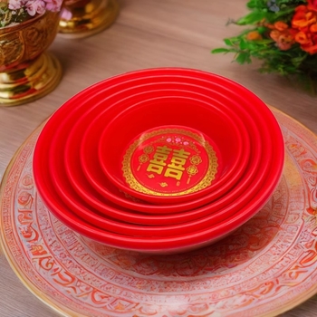 Kör alakú műanyag gyümölcstál esküvőkhöz, dupla boldogság minta, kínai stílus, új kínai stílus