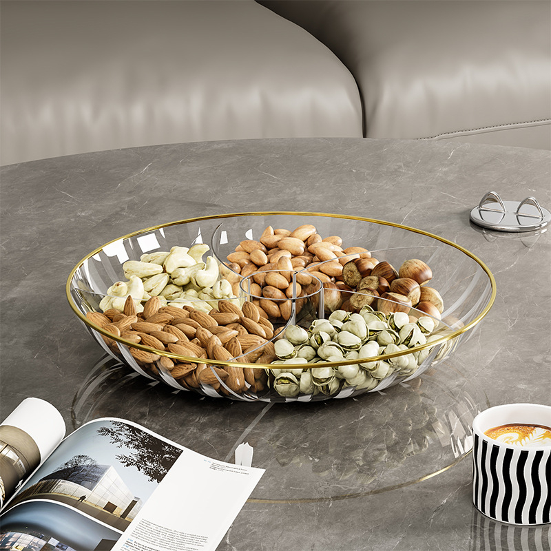 Műanyag gyümölcstál rekeszes, rács mintázat, modern minimalista stílus, 2023-ban debütált