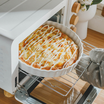 Tigaie pentru pizza din porțelan, rotundă, compatibilă cu microundele, imprimare logo disponibilă