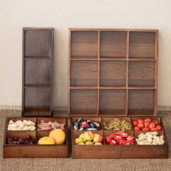 Bambuszból készült snack tál kilenc rekesszel, kínai stílusú tea-szertartáshoz, nassolnivalók és aszalt gyümölcsök tálalására