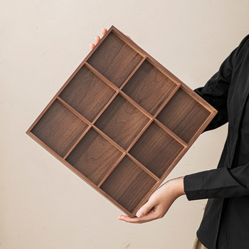 Bambuszból készült snack tál kilenc rekesszel, kínai stílusú tea-szertartáshoz, nassolnivalók és aszalt gyümölcsök tálalására