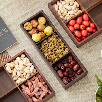 Bambuszból készült snack tál kilenc rekesszel, kínai stílusú tea-szertartáshoz, nassolnivalók és aszalt gyümölcsök tálalására