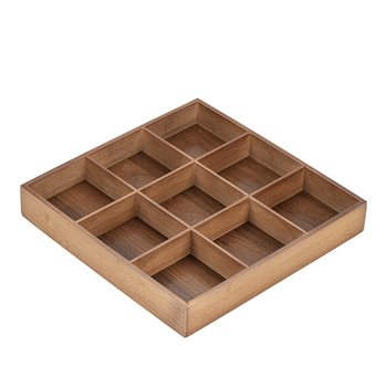 Bambuszból készült snack tál kilenc rekesszel, kínai stílusú tea-szertartáshoz, nassolnivalók és aszalt gyümölcsök tálalására