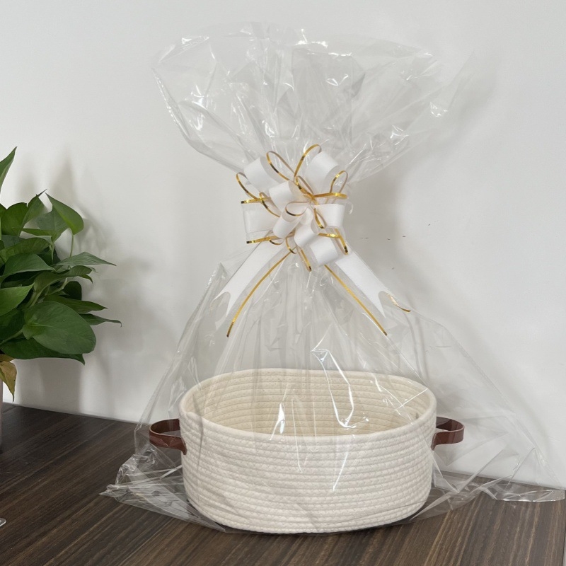 Малка тъкана кошница за съхранение с дръжка, памучно въже (Модел: x-0103; Категория: кошница за съхранение; Стил: модерен минимализъм; Пускане: лято 2025 г.)