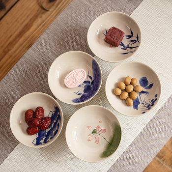 Порцеланова чиния за плодове от Zeng Ji kiln, ретро дзен стил и японски стил, дизайн с висока опора