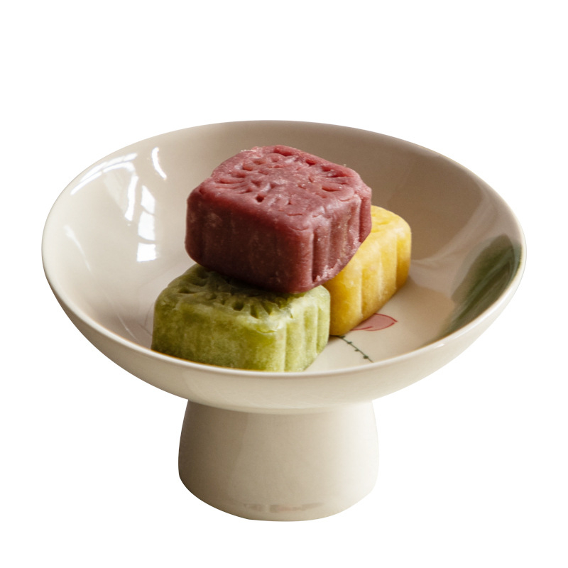 Порцеланова чиния за плодове от Zeng Ji kiln, ретро дзен стил и японски стил, дизайн с висока опора