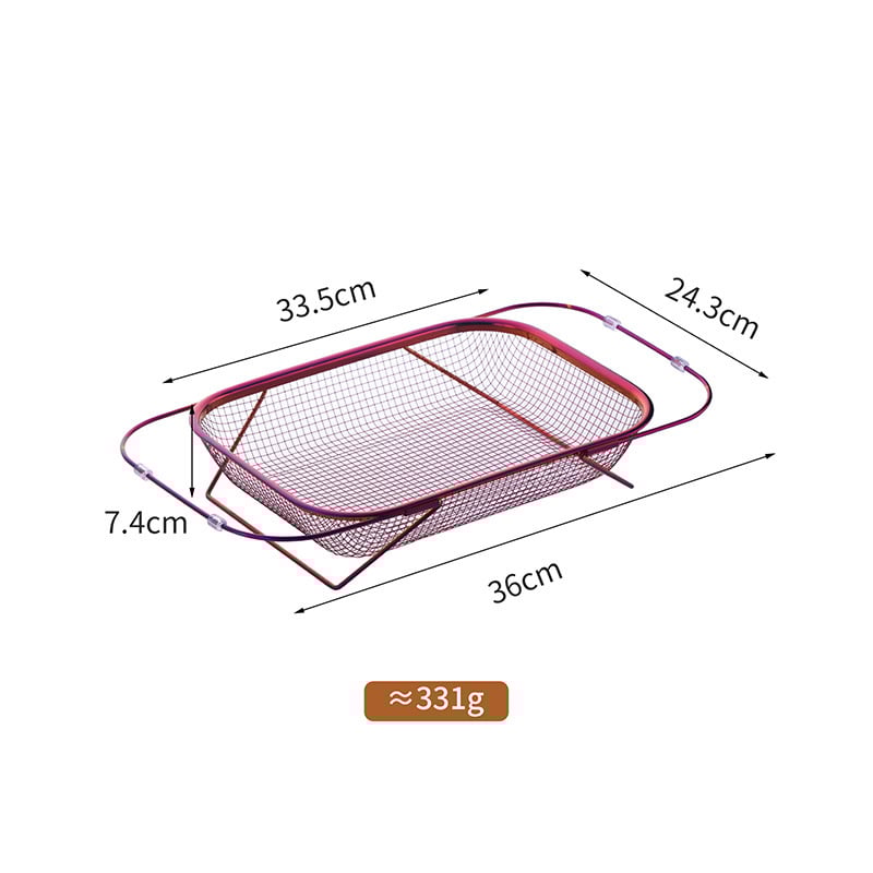 Összecsukható rozsdamentes acél konyhai kosár mosogatóhoz — téglalap alakú hálós szűrőkosár gyümölcsök és sütés céljára (Modell A401)