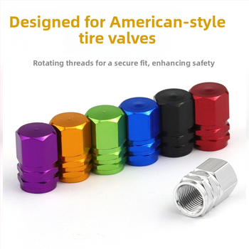 Alumīnija sakausējuma sešstūra ventila vāciņš auto riepām – putekļu necaurlaidība un gaisa noplūdes aizsardzība, saderīgs ar Schrader ventilu