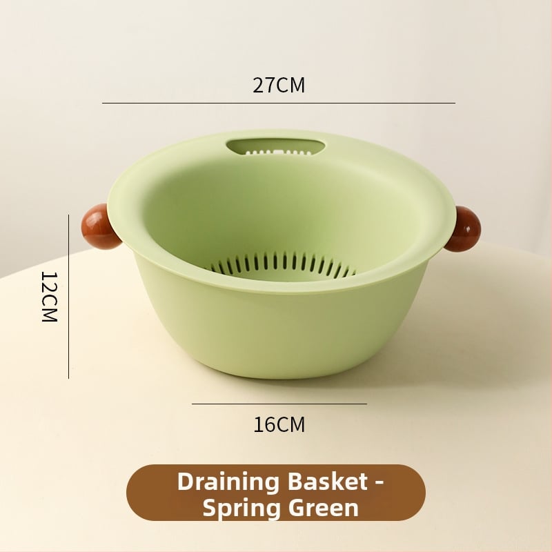 Λεκάνη πλυσίματος φρούτων και λαχανικών με διπλό επίπεδο, πολυλειτουργική πλαστική καλαθούλα, μοντέρνο μινιμαλιστικό στυλ