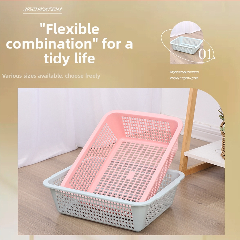 Pravouhlý plastový skladovací kôš s odtokom – Materiál: PP; Použitie: ovocie, zelenina, knihy a časopisy, oblečenie; Modely: 6011–6017