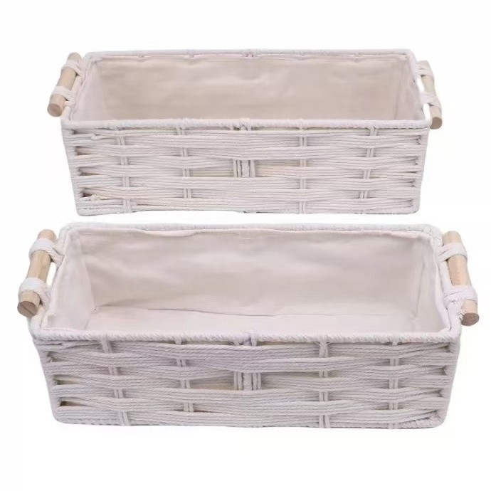 Liu Han Asztali tárolókosár – pamut kötél és vasból készült design, kozmetikai tároló, virág- és gyümölcskosár, Set II