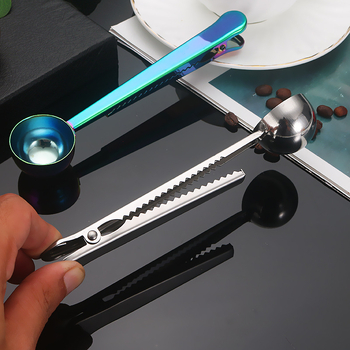 Lingură măsurătoare din oțel inoxidabil pentru lapte și cafea, finisaj oglindă, multifuncțională cu clemă sigilare ceaiului