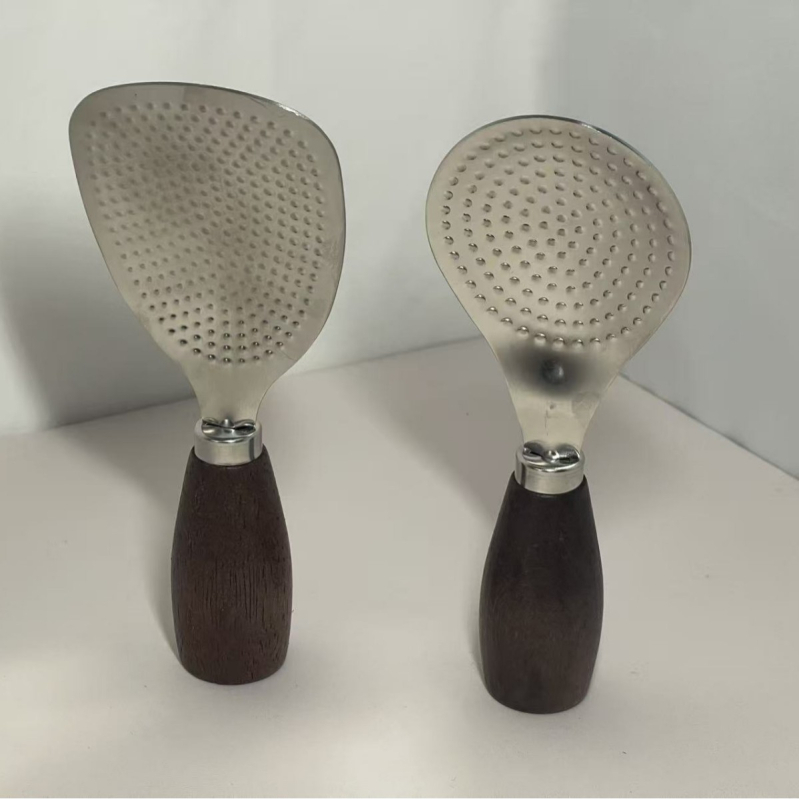 Lingură de orez, oțel inoxidabil 304, mâner din lemn, suport vertical, antiaderent